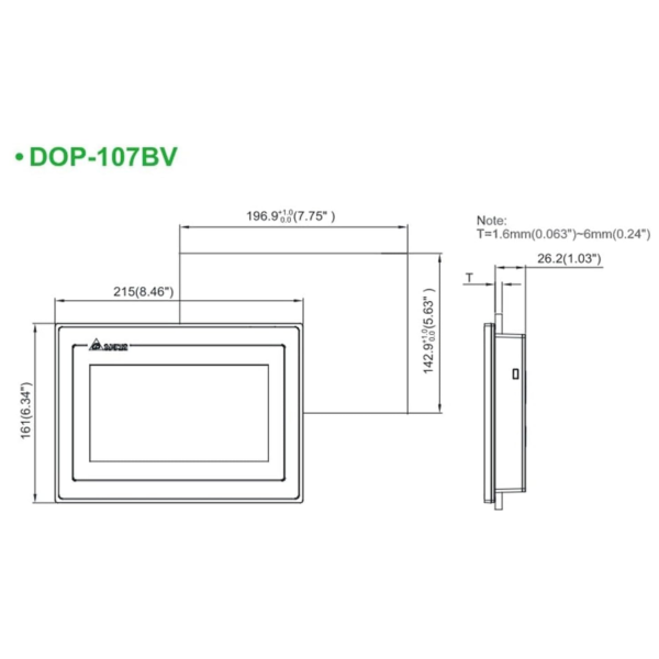 Сенсорна панель Delta DOP-107BV – 7" HMI для систем автоматизації